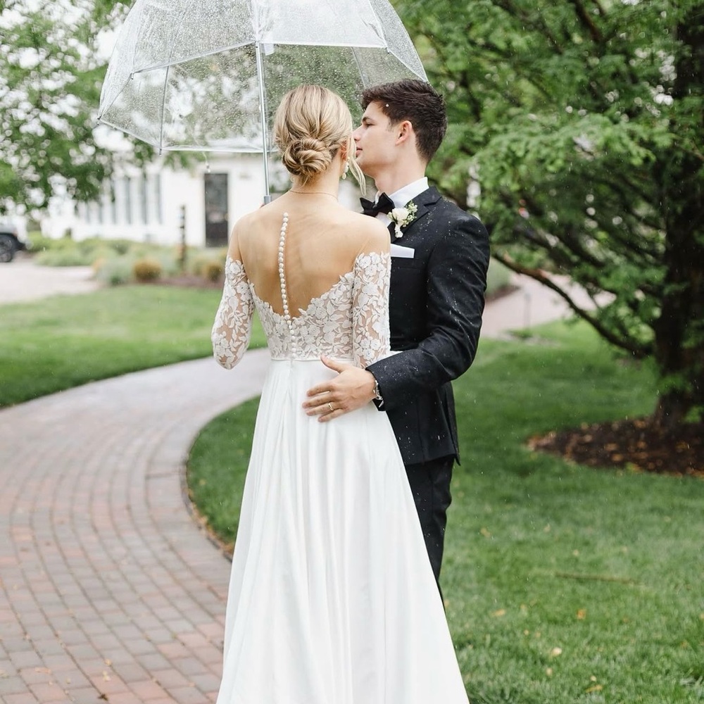 🔴Jenny Yoo Bradley Lace Off The Shoulder Wedding Dress 0 - Picture 6 of 11